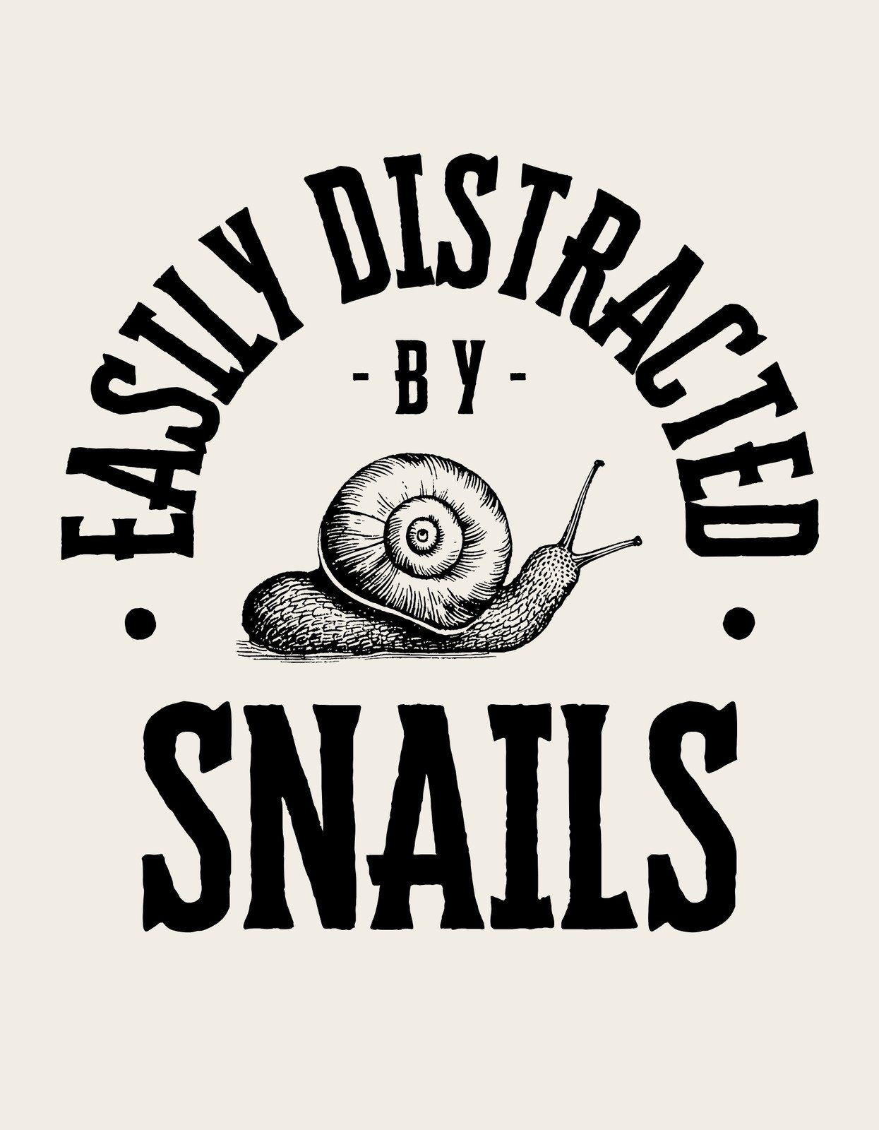 Beige and Black Vintage Aesthetic Typography Snail Lover T-Shirt