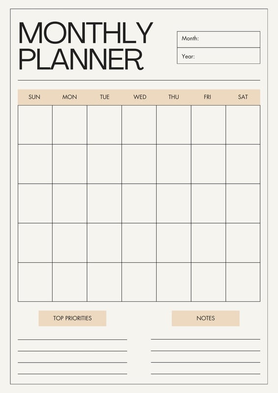 Free personalized monthly planner templates to print | Canva