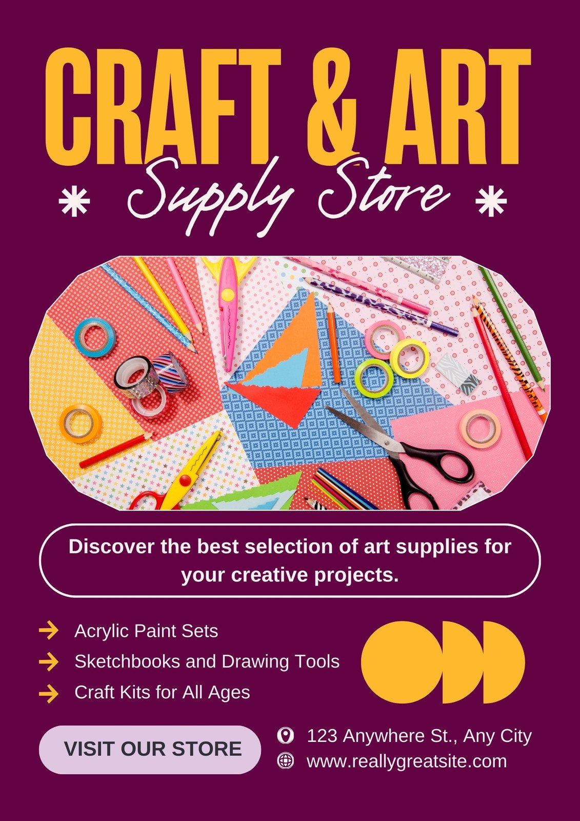 Unique Art Supplies Sale Announcement Online Flyer Template