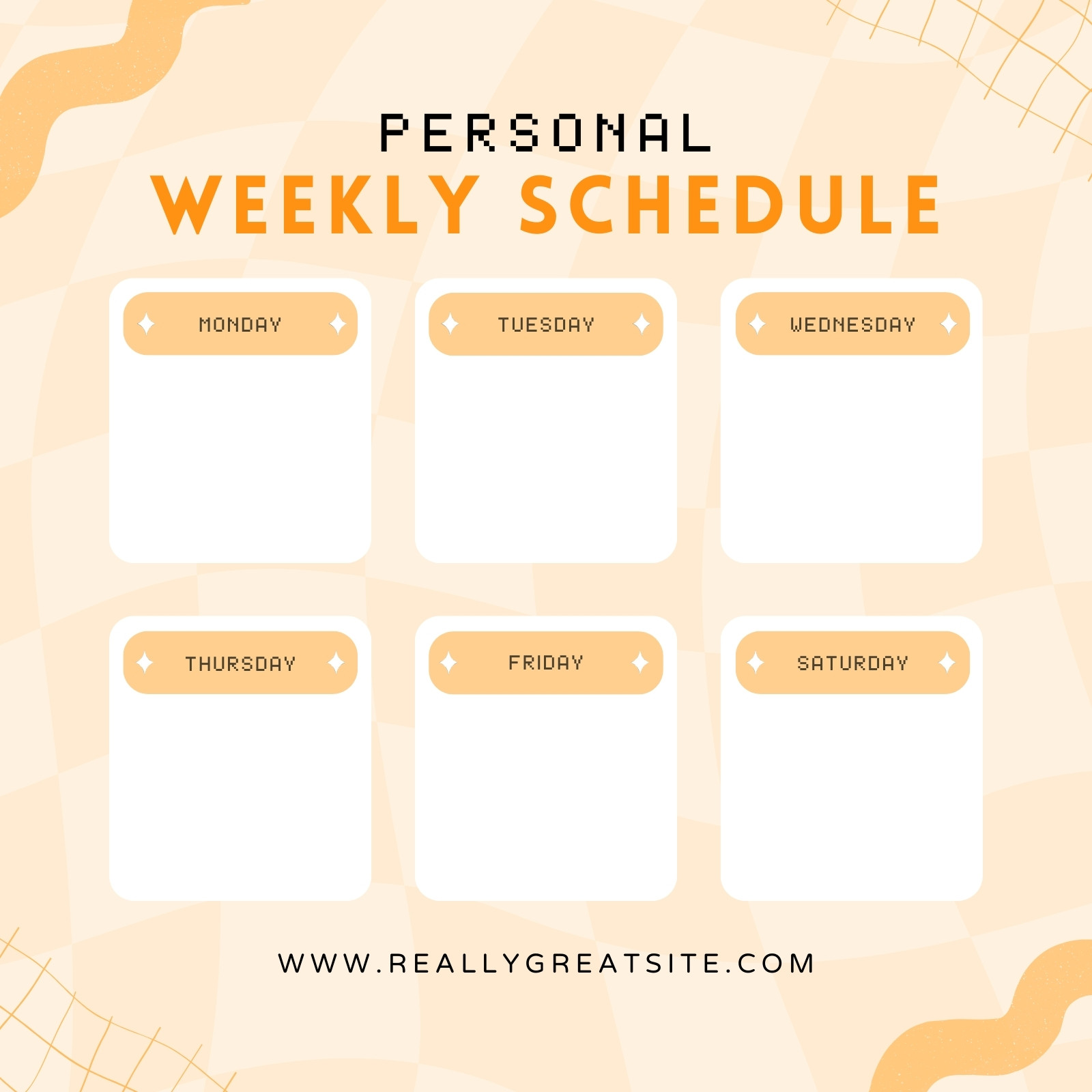 Orange Retro Style Personal Weekly Schedule Instagram Post