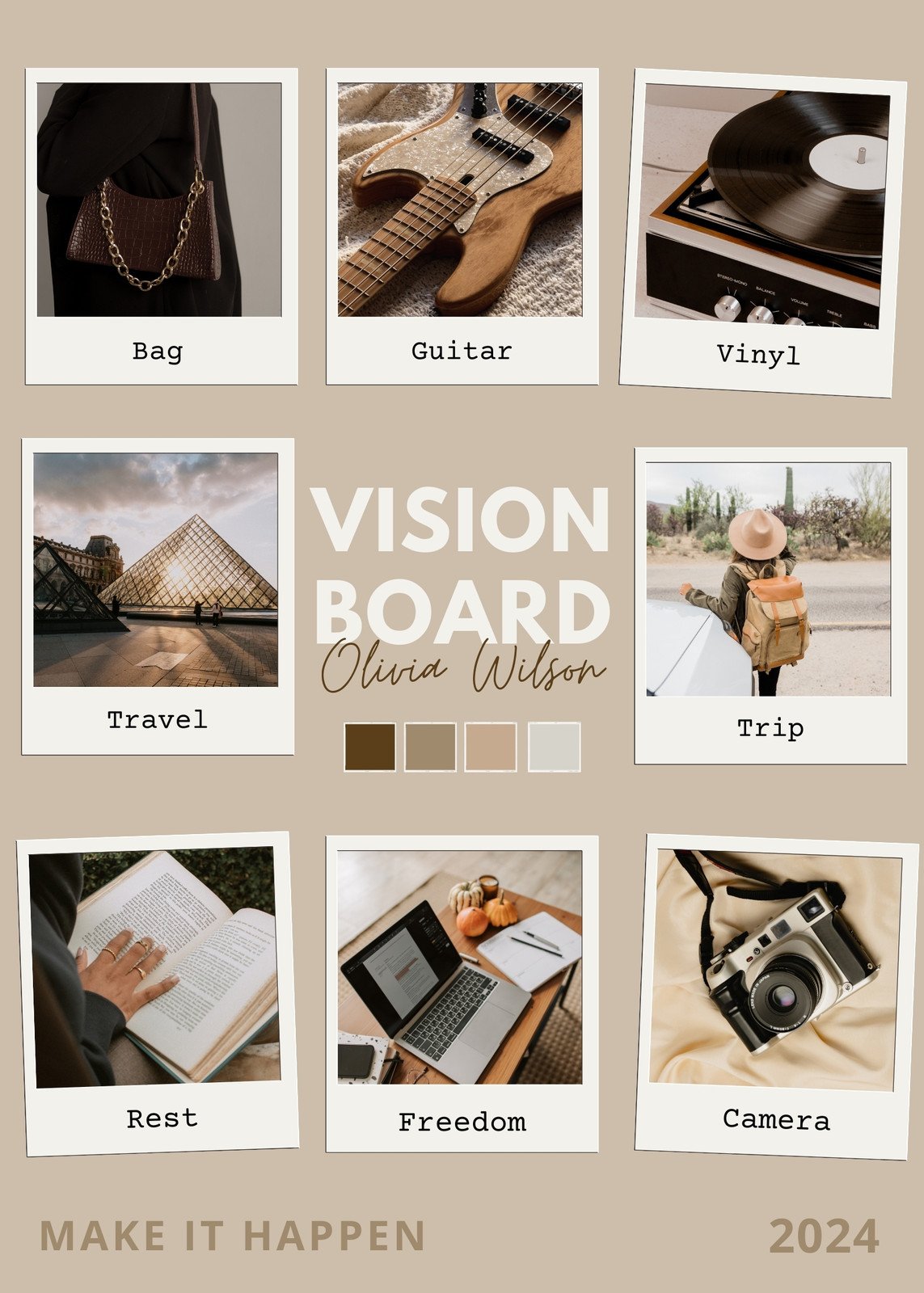 Minimalist Vision Board Photo Collage Poster