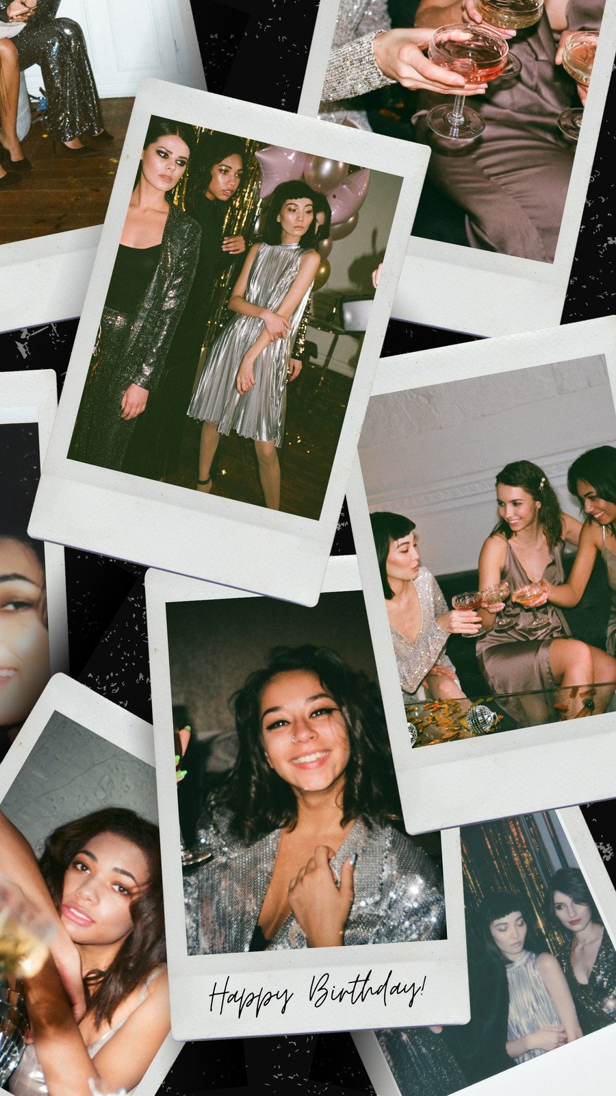 Happy Birthday Photo Collage Polaroid Frame Your Story