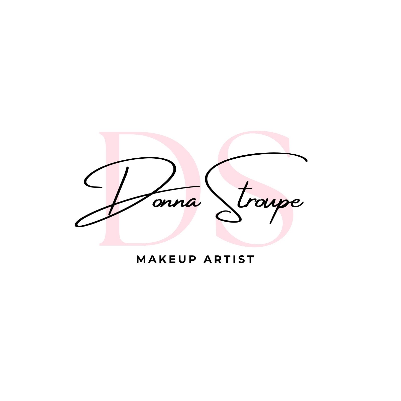 Pink and White Minimalist Initial Makeup Artist Logo
