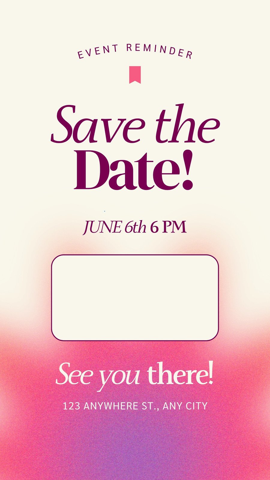 Pink and Cream Gradient Save the Date Reminder Instagram Story
