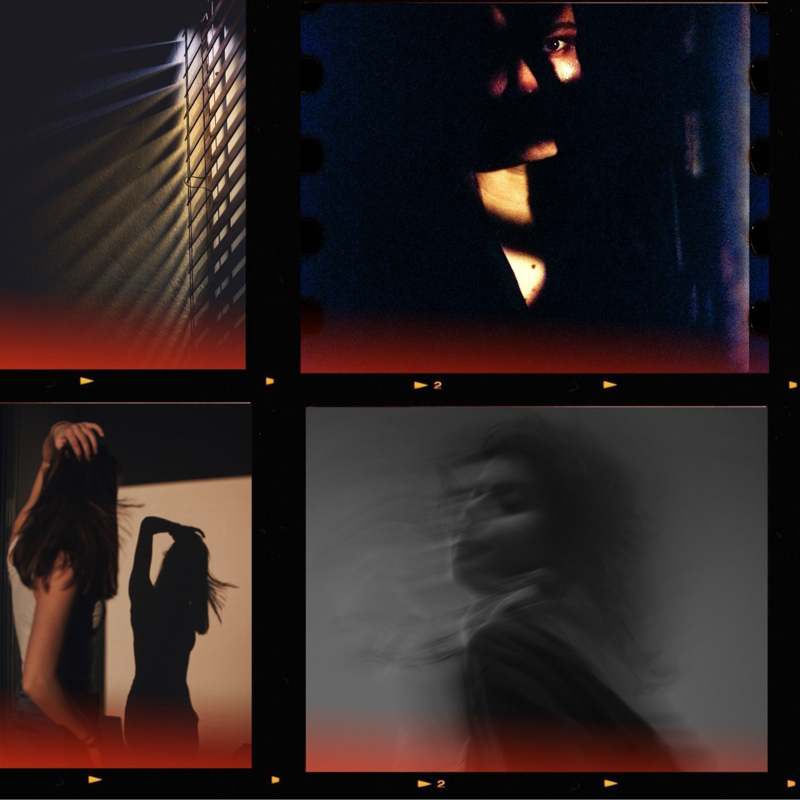 Black And Red Retro Photographic Film Photo Collage Instagram Post