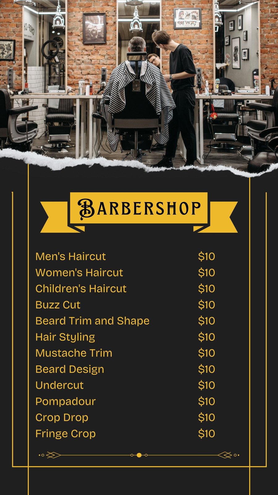 Custom Barbershop Price Sign Barbershop Barber Price List 