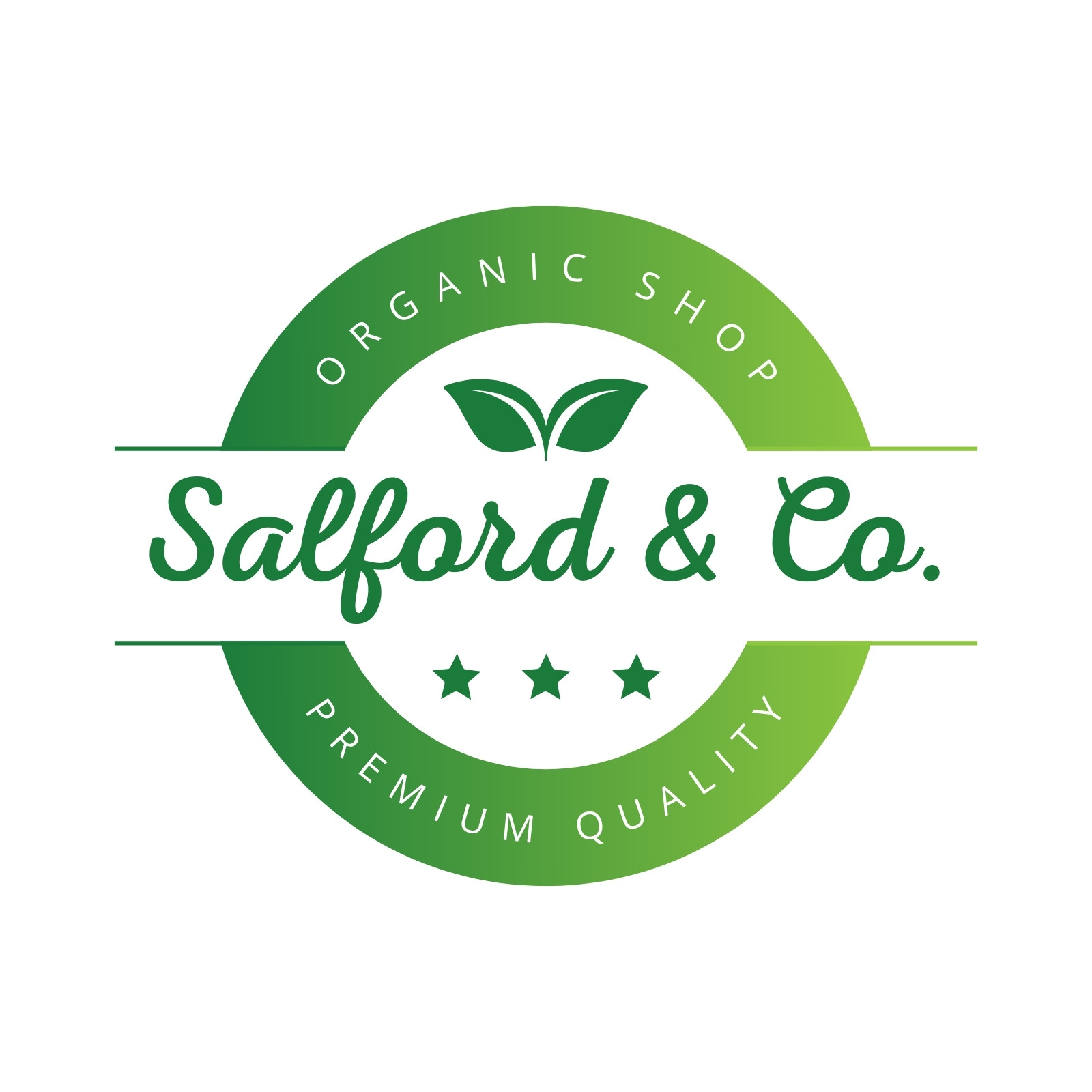 Green and White Circle Modern Organic Shop Logo