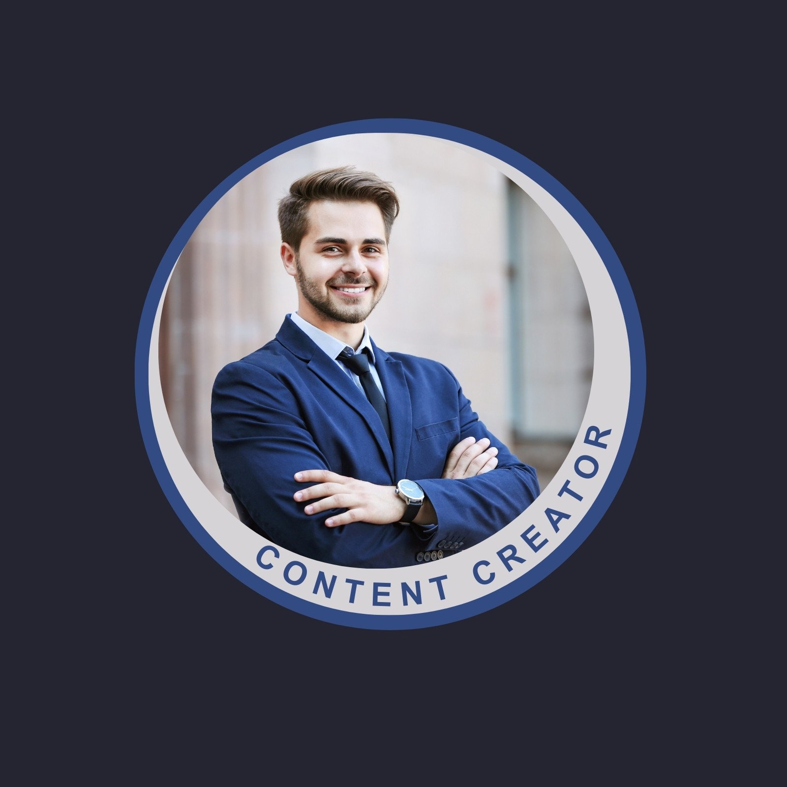 Blue Circular Badge Professional Content Creator LinkedIn Profile Picture