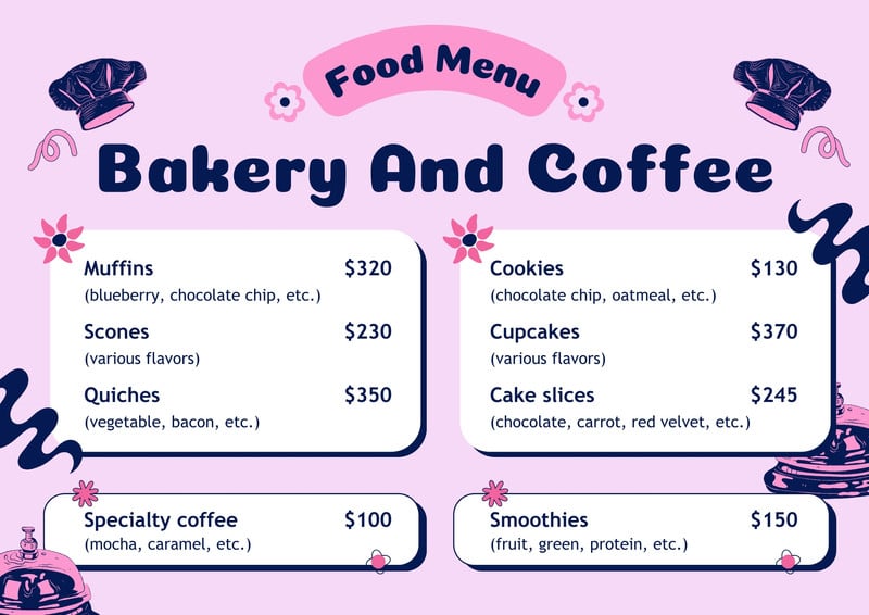 Page 5 - Free and customizable delectable bakery menu templates | Canva