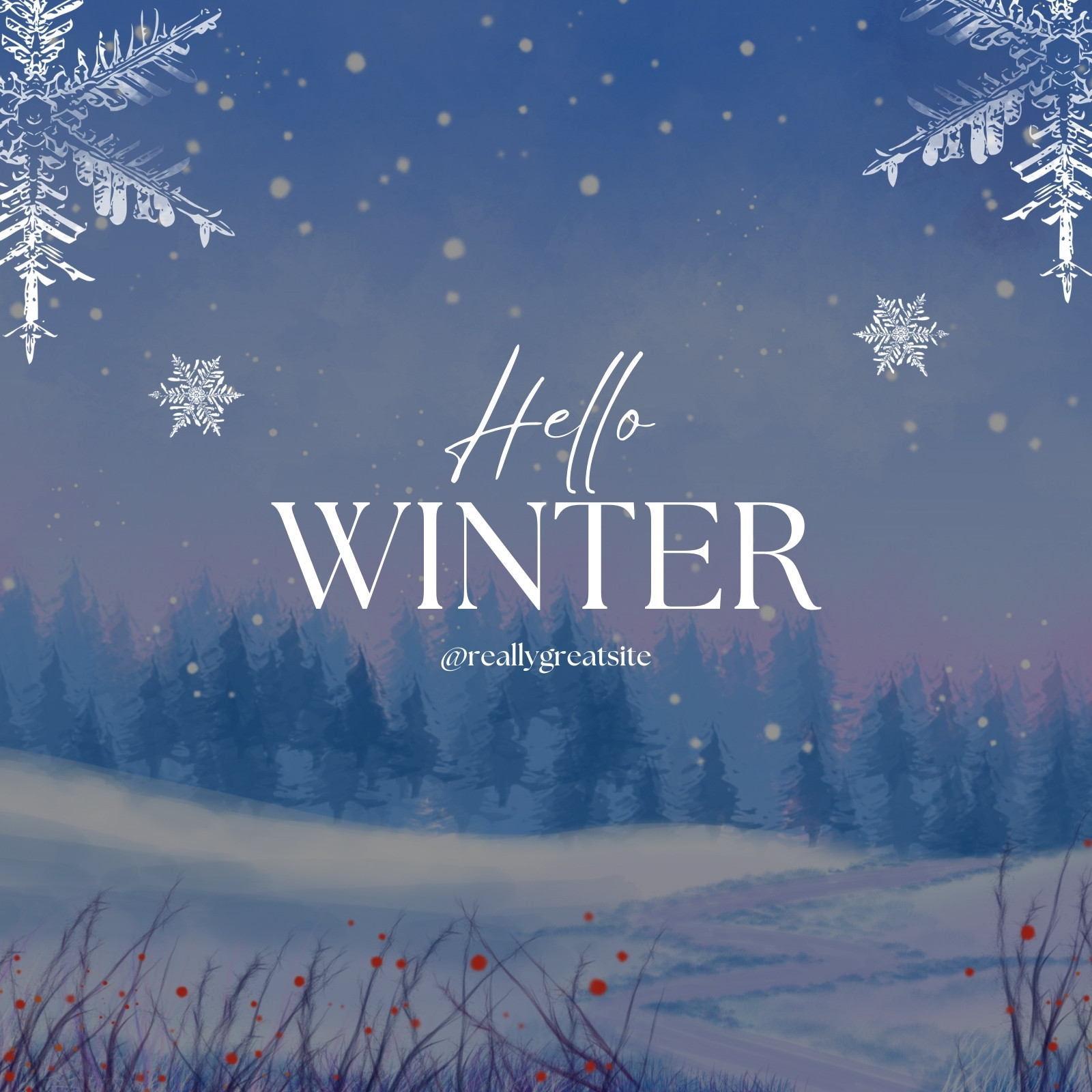 A4 Beautiful Night Scene Poster Size A4 Winter Stars Snow Poster