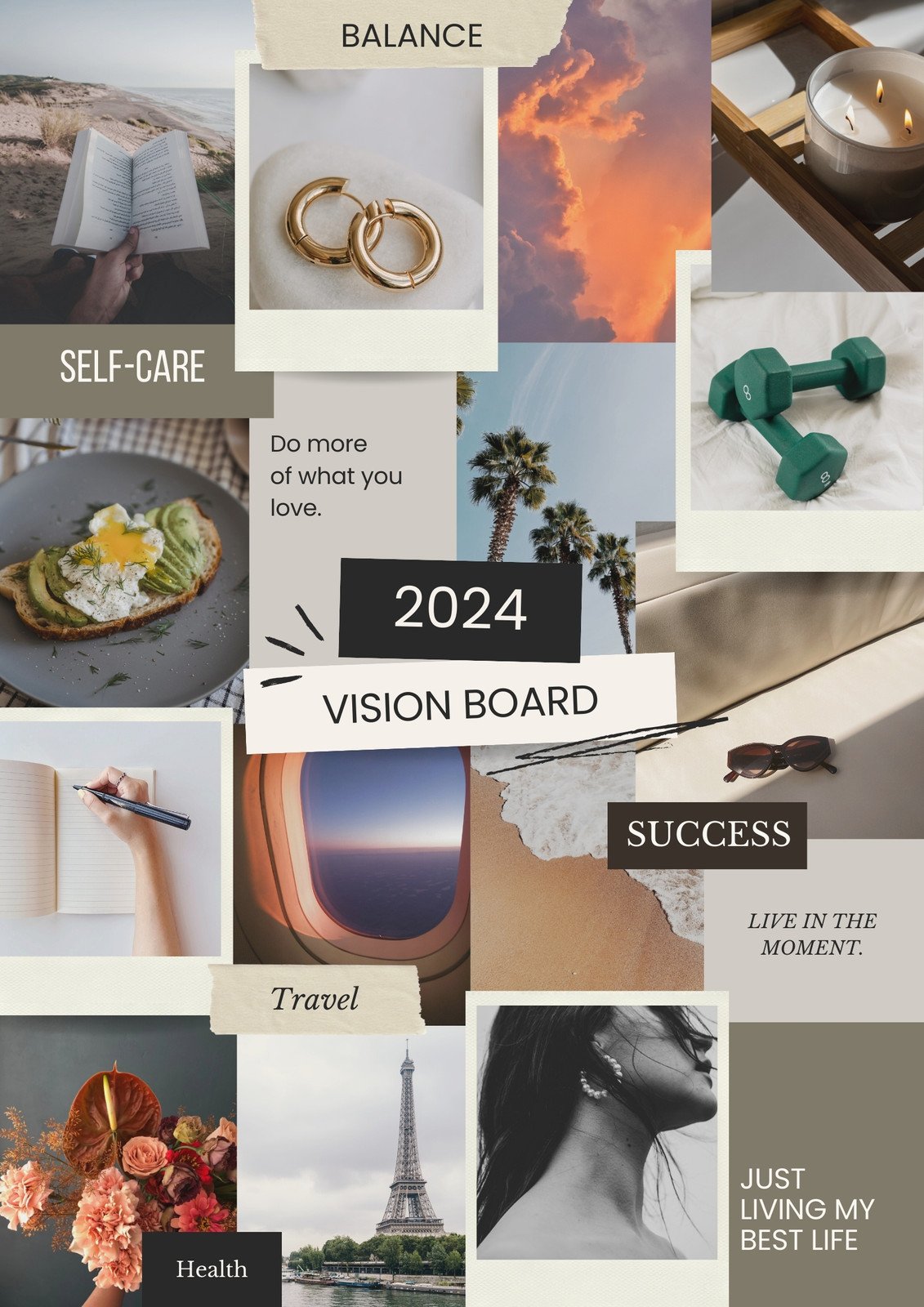 Canva Brown Aesthetic Photo Collage 2024 Vision Board Poster RI0md6l9DhU 