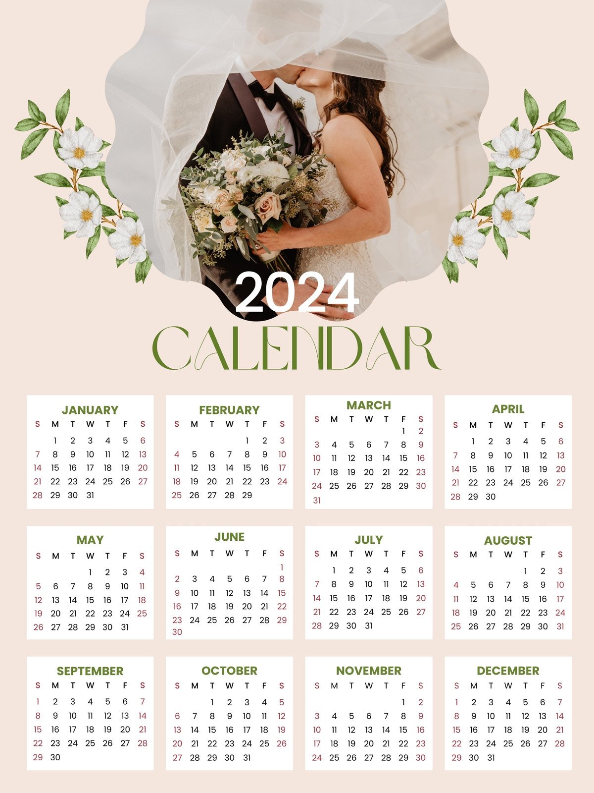 Personalised Photo Calendar 2024 Printable July Calendar 2024