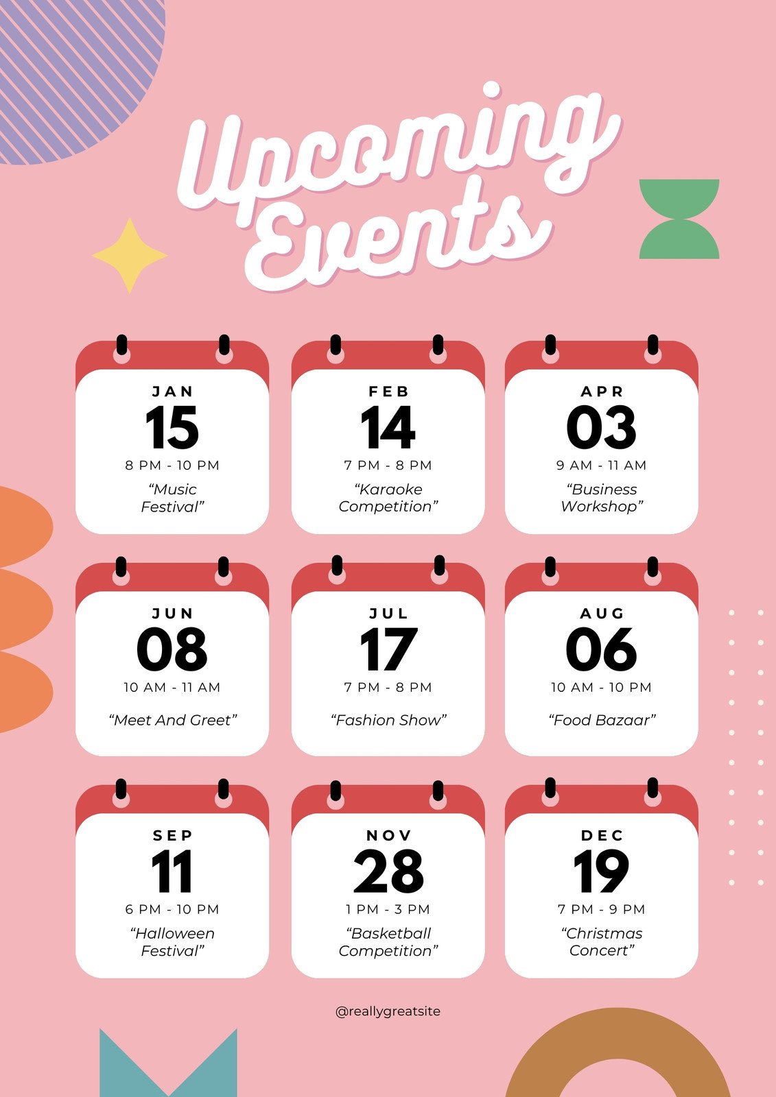 Colorful Geometric Upcoming Events Poster
