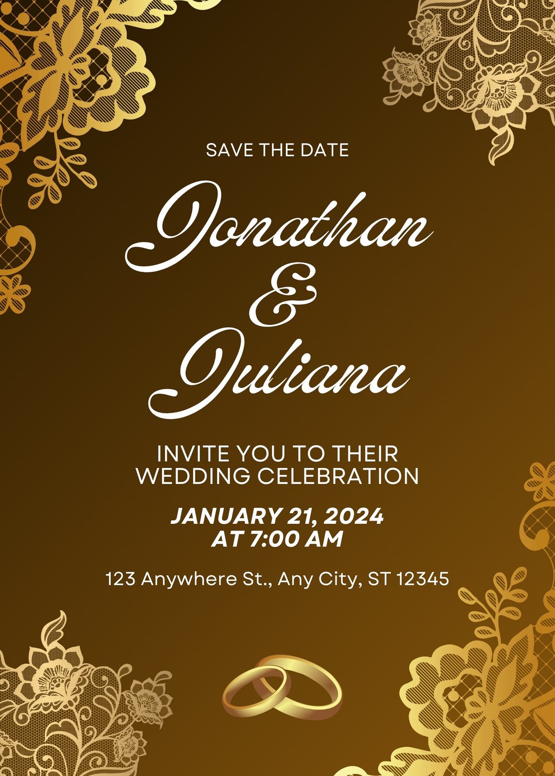Gold Gradient Elegant Wedding Invitation Card