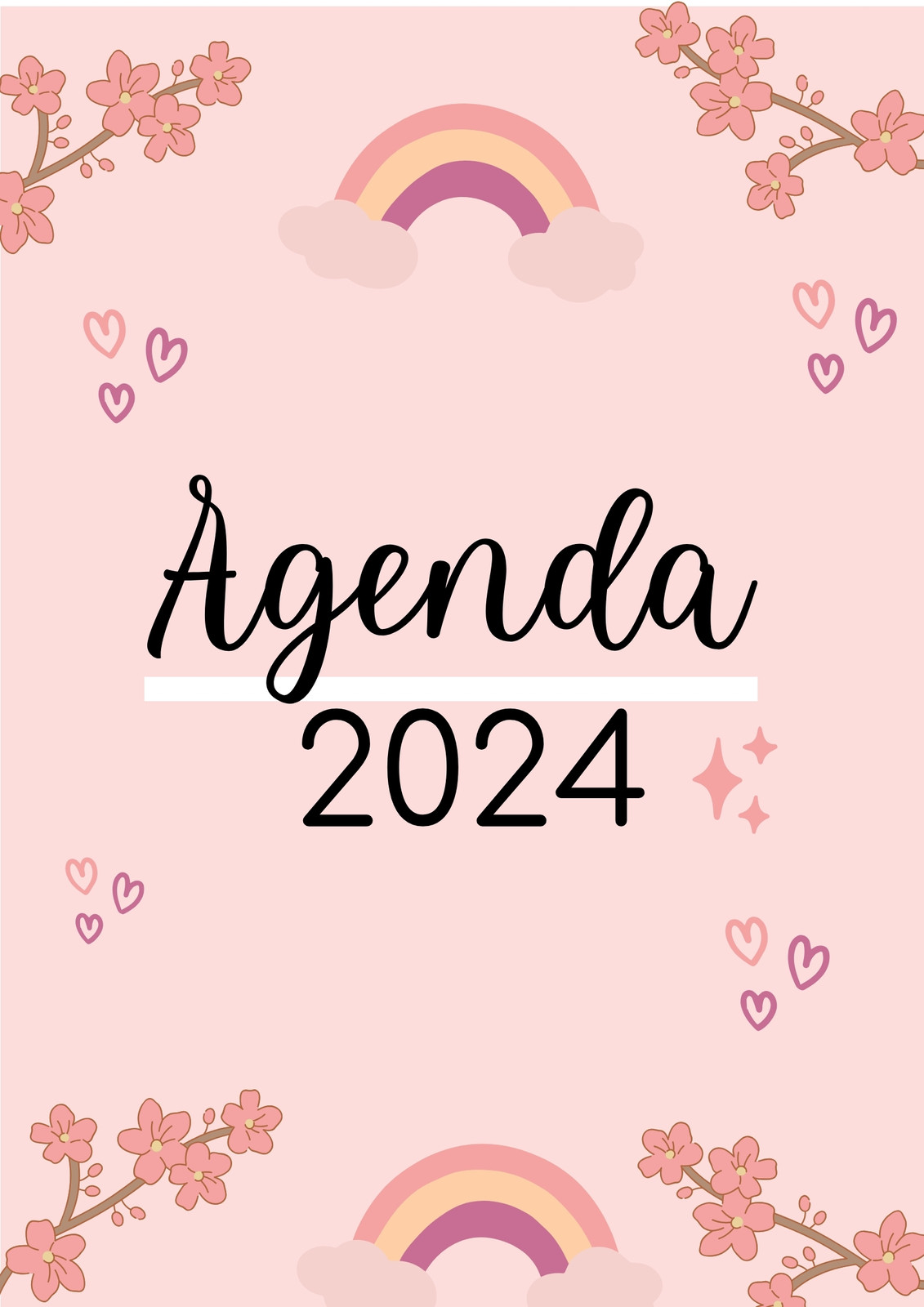 Agenda 2024 estilo pizarra Cree, crea, crece