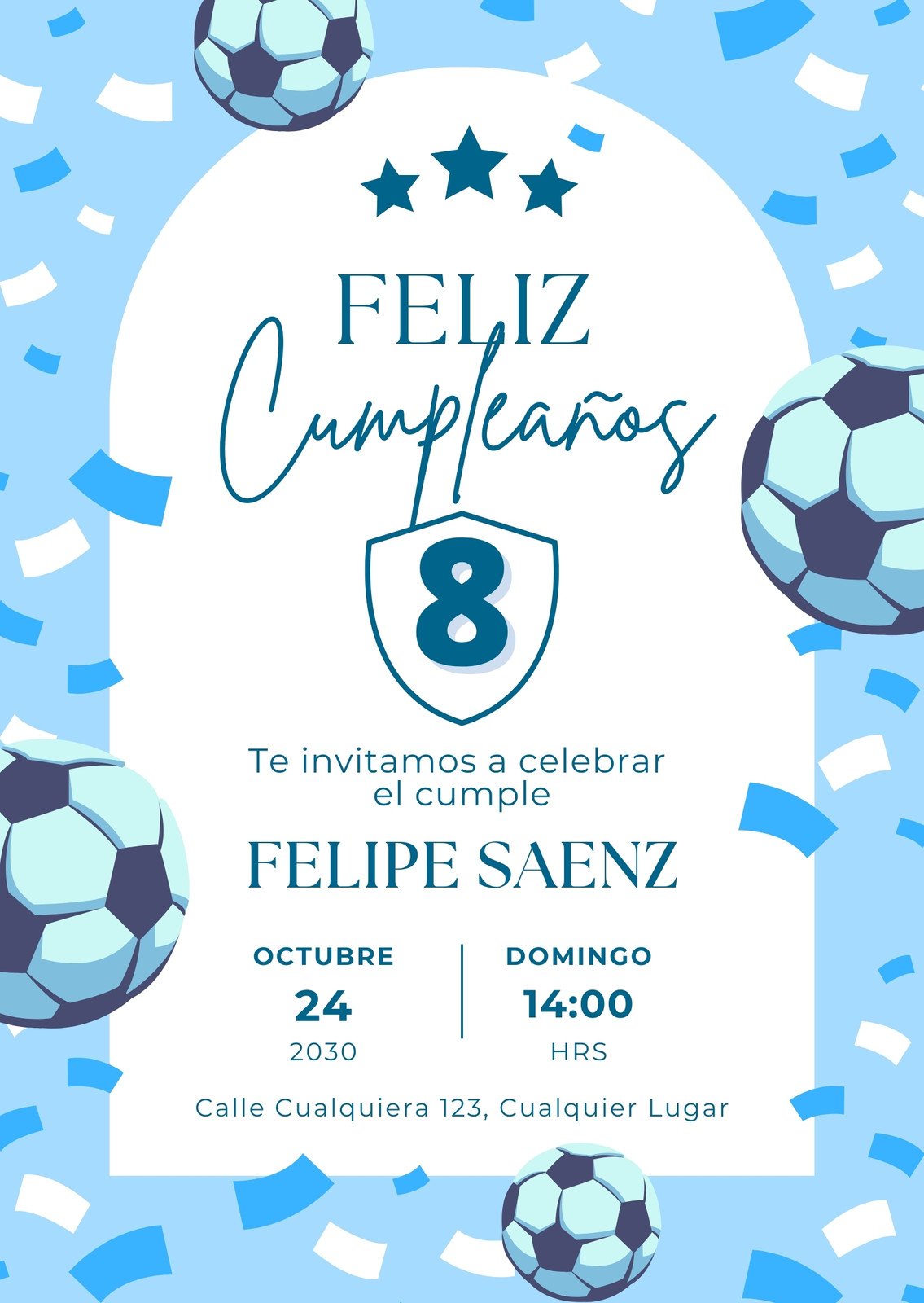 Invitación cumpleaños Fútbol - Pelota