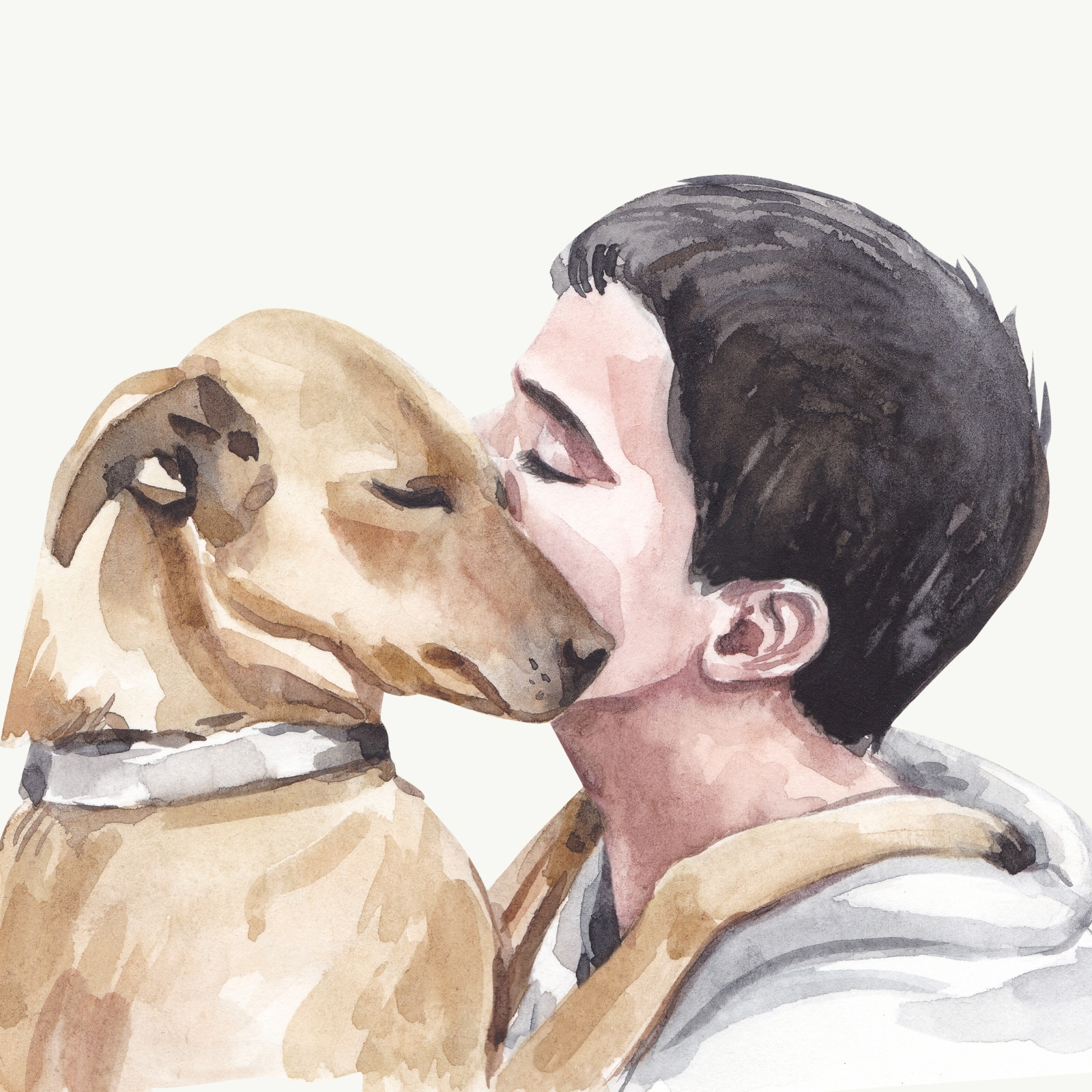 Dog & Man Watercolor Avatar