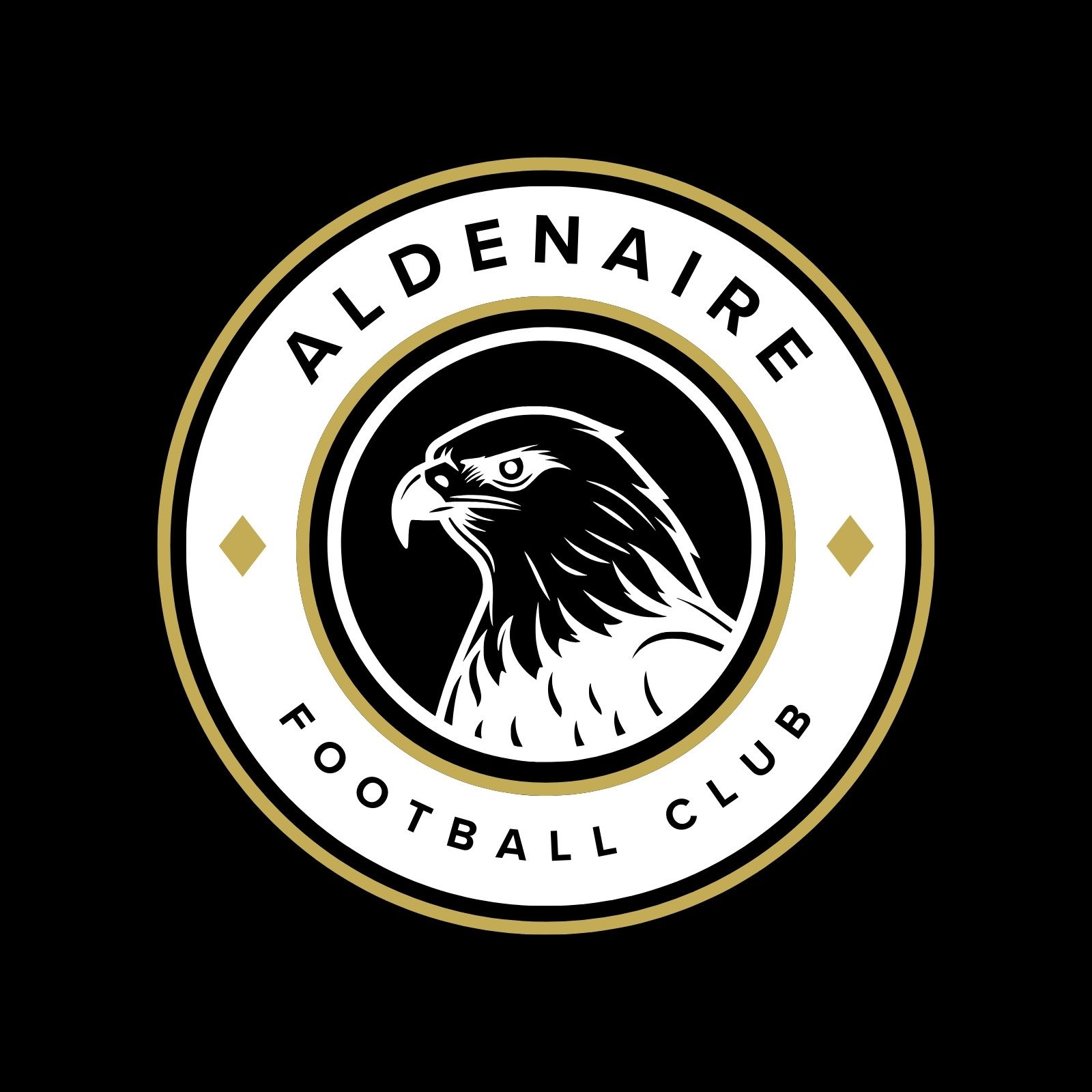 White Gold Black Modern Elegant Football Club Badge Logo
