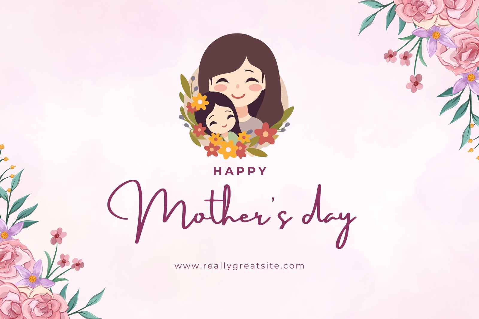 Pink Modern Happy Mother's Day Card