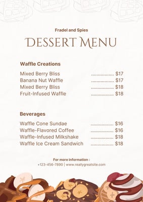 Page 4 - Free, printable, editable dessert menu templates | Canva