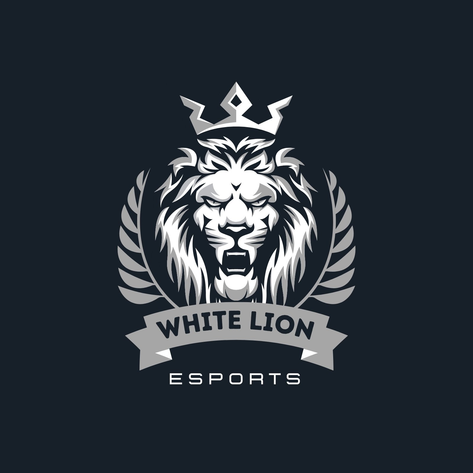 Black and White Illustrative Lion E-Sports Gaming Logo