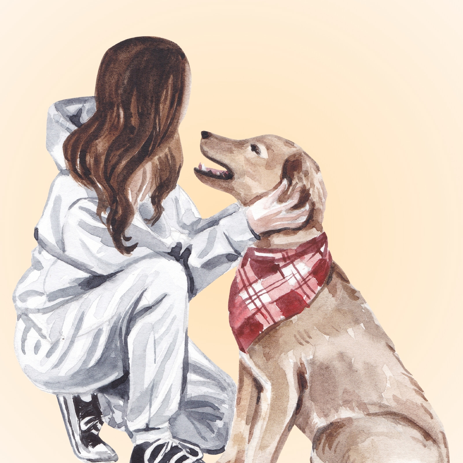 Brown Girl with Dog Watercolor Avatar