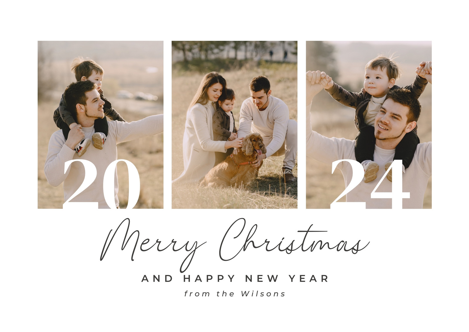 Neutral Classy and Elegant Family Christmas Collage Card