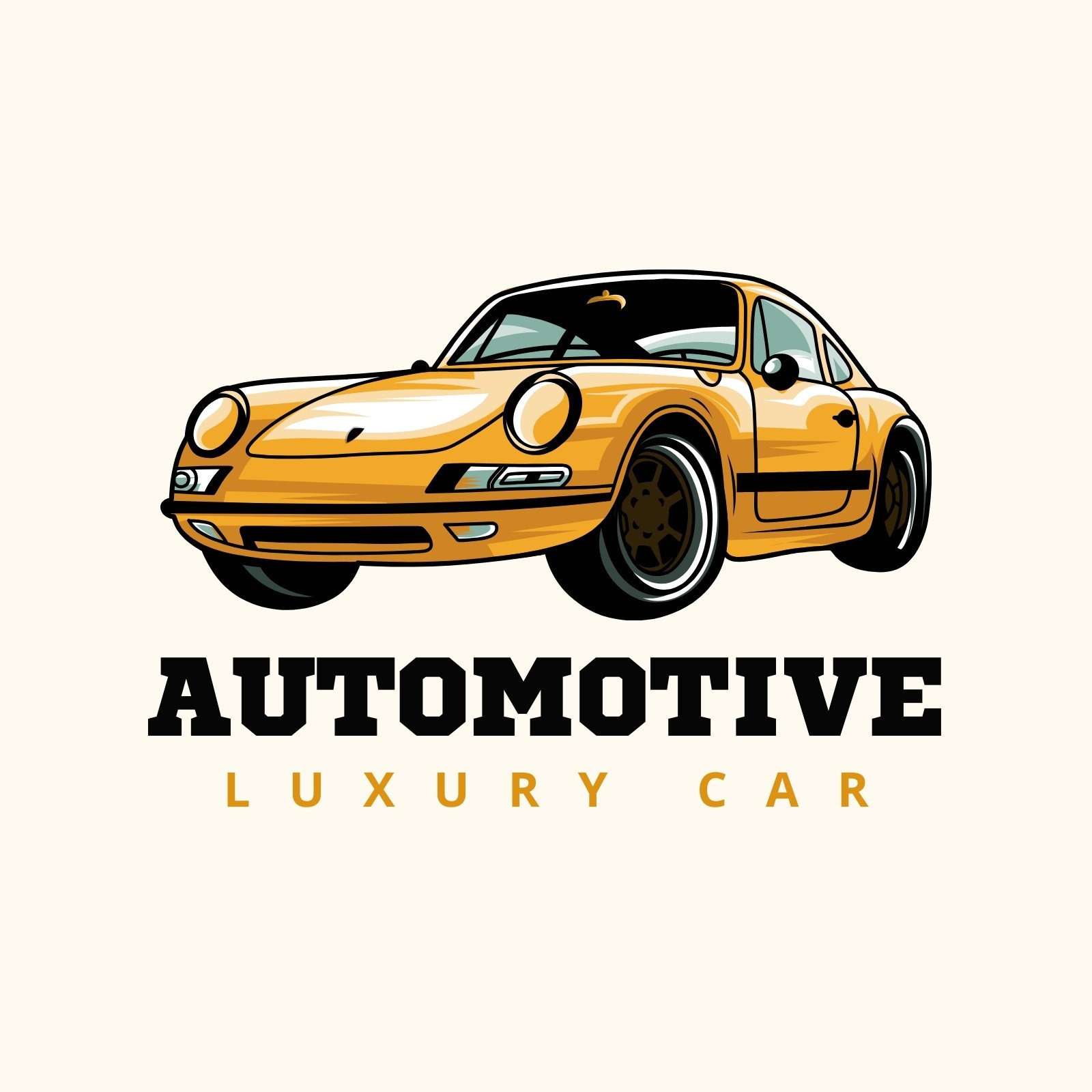 Yellow and Black Illustrative Automotive Luxury Car Logo