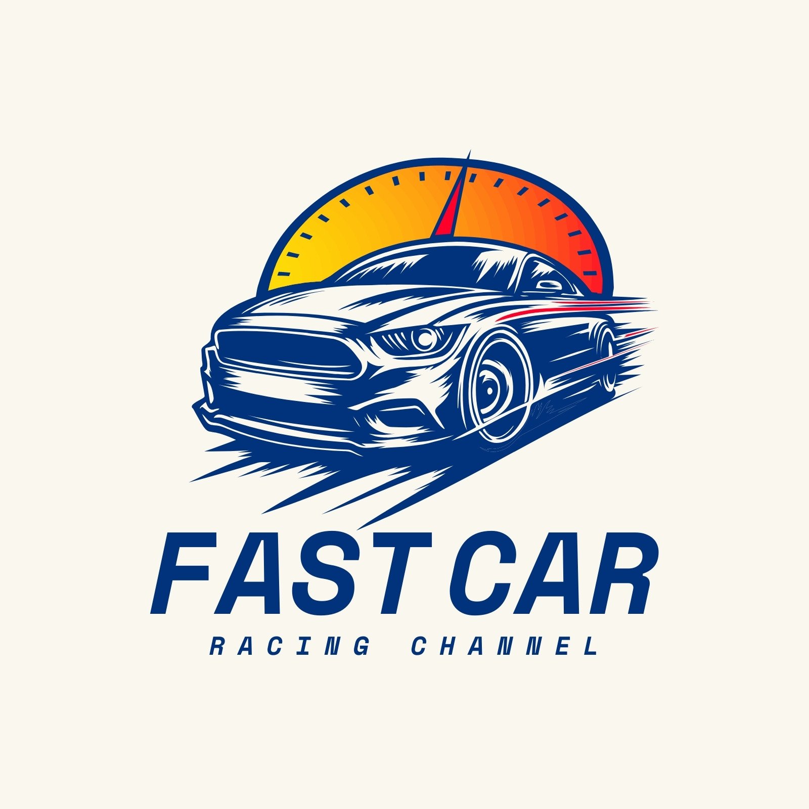 Blue Abstract Illustrative Sports Car Logo