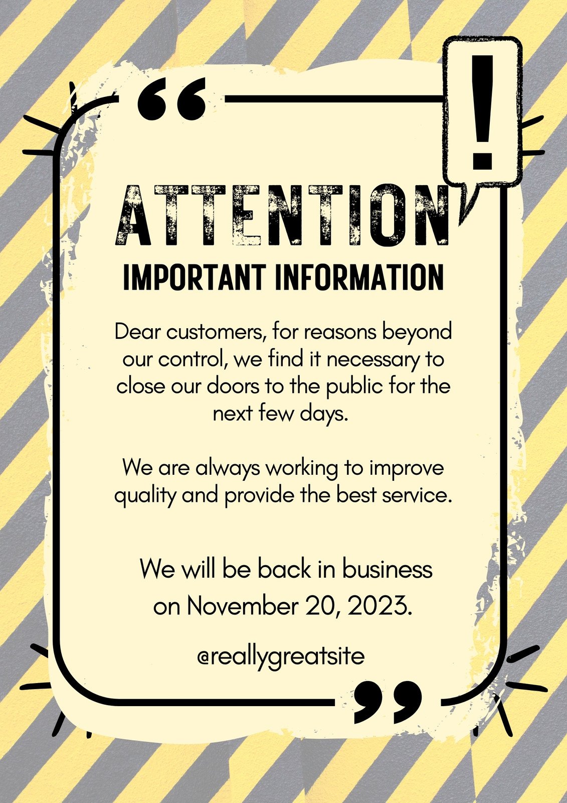 Yellow Simple Attention Poster