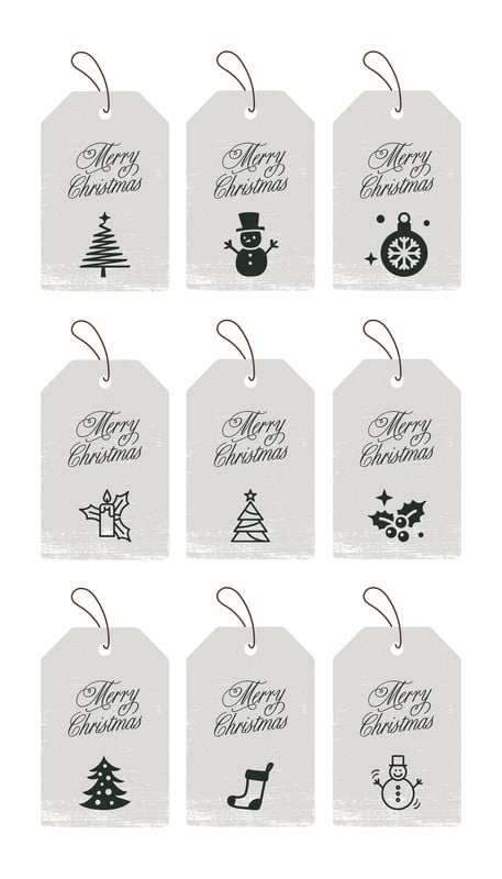 9 X Christmas Gift Tags Hanging Decoration Parcel Present Tag Handmade  Silver