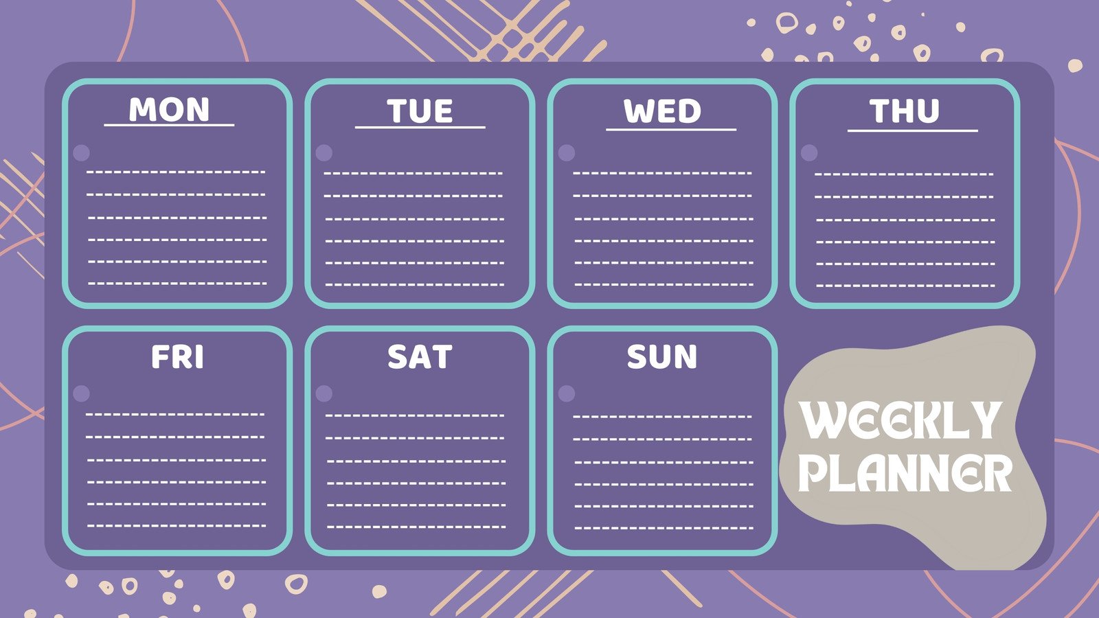 Purple Simple Minimalist Weekly Planner