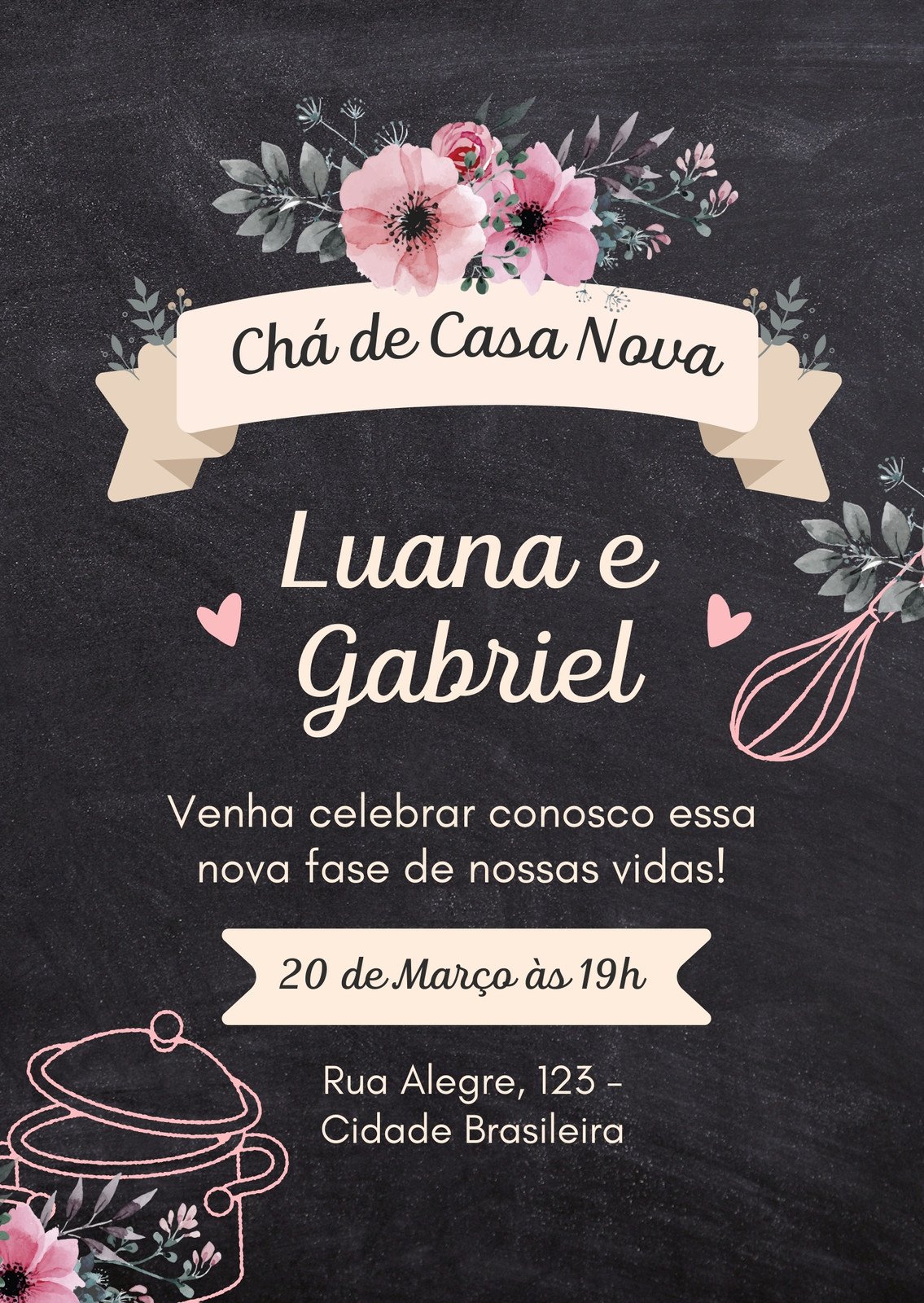 Modelos gratuitos e personaliz veis de ch de casa nova Canva