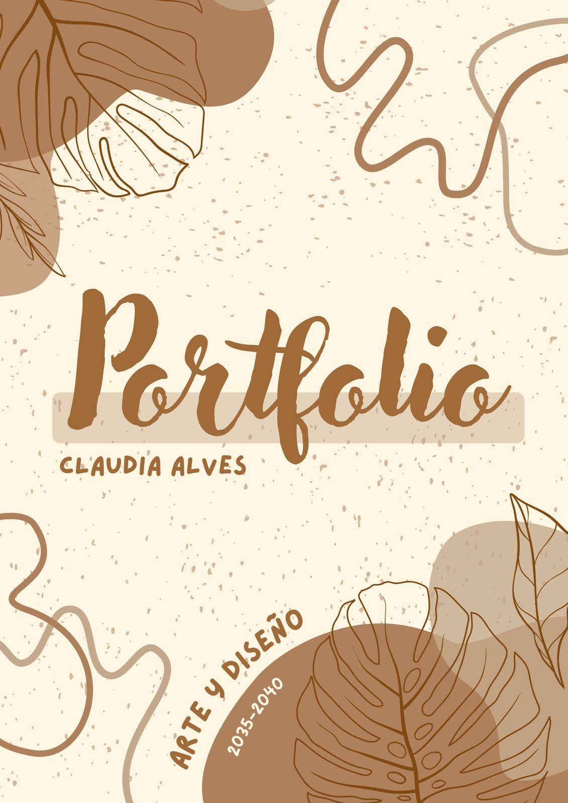 Documento A4 portada portfolio plantas creativo orgánico marrón y beige