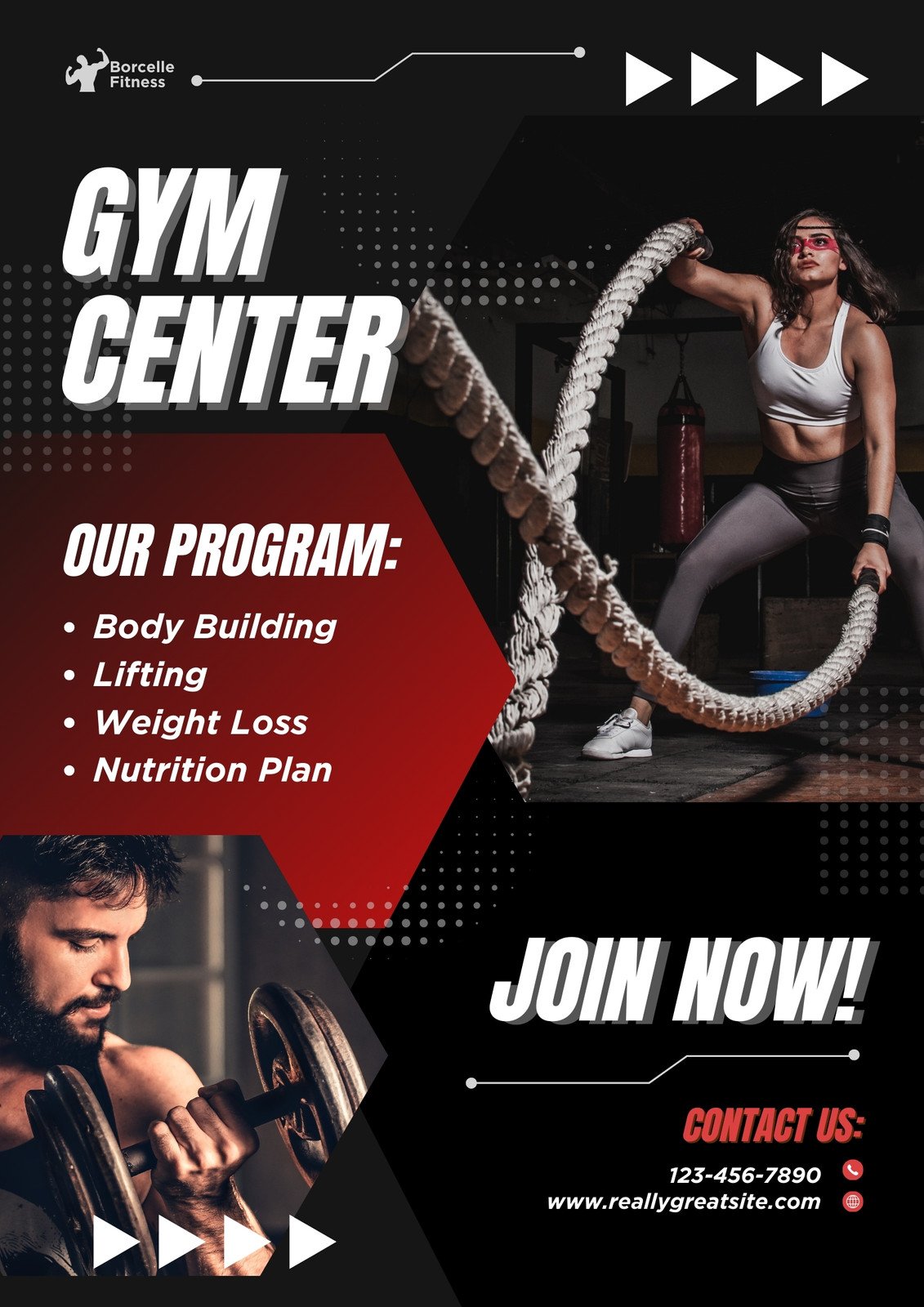 Red and Black Modern Fitness Gym Flyer