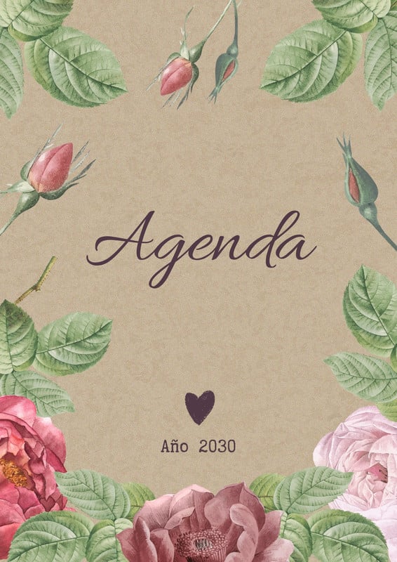 Agenda Portada Floral Marrón