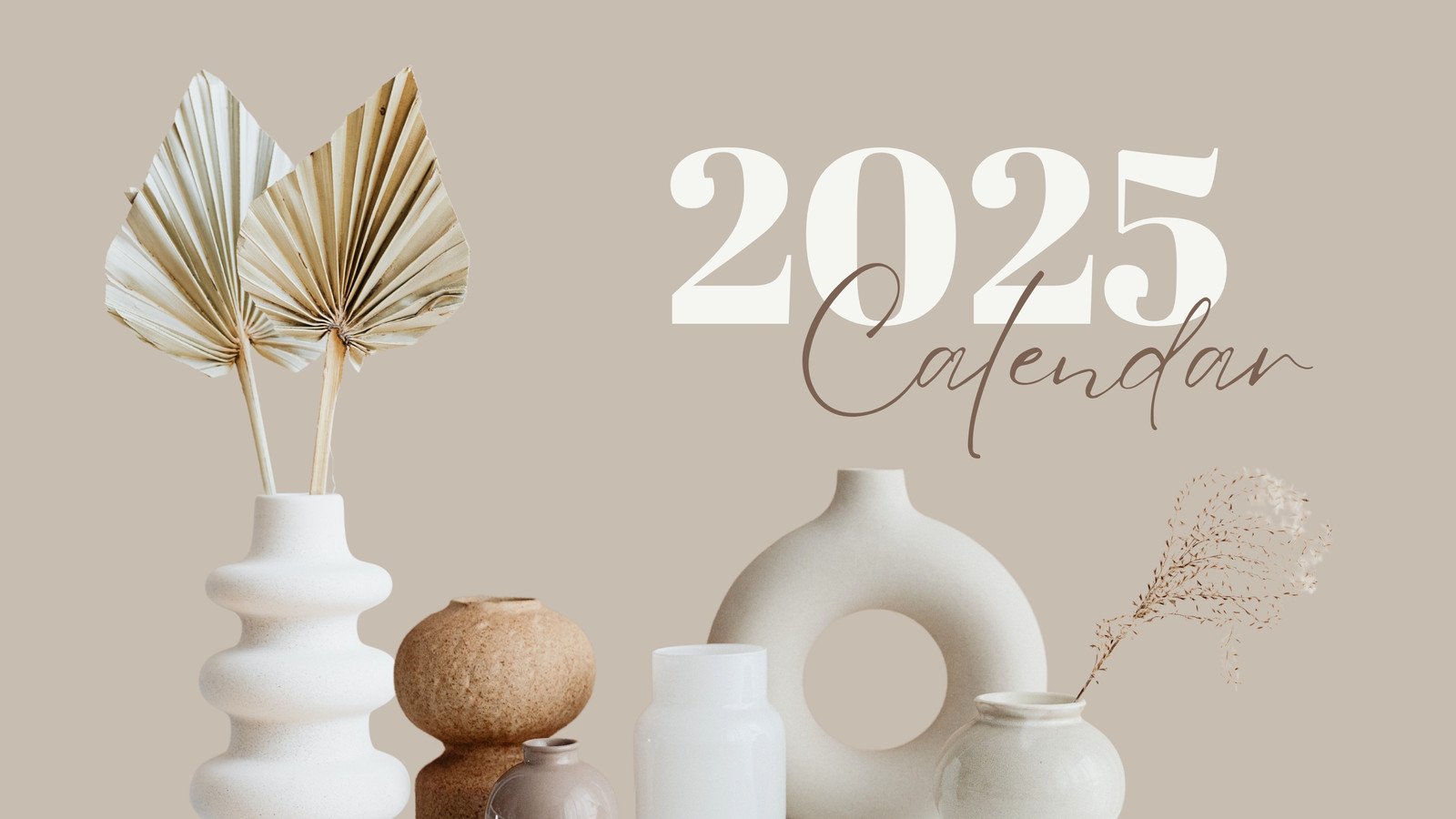 Creamy Beige Aesthetic Photo Home Decor 2025 Monthly Calendar