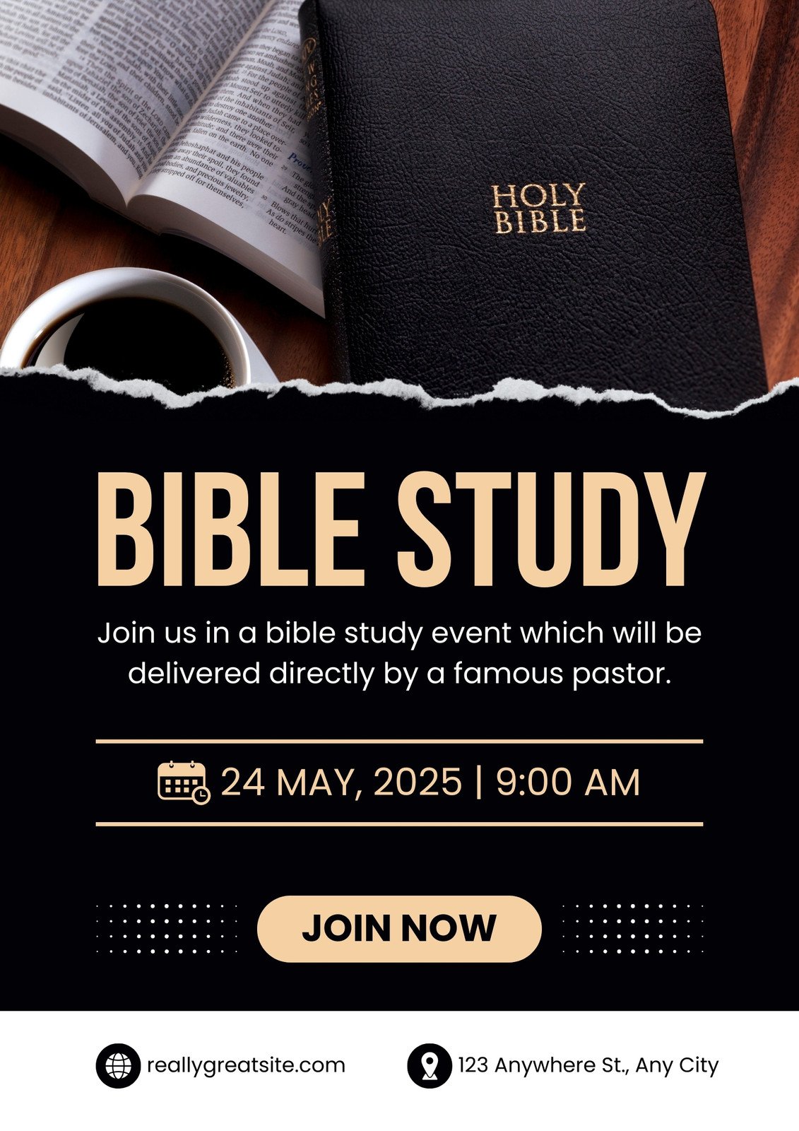 Black and Cream Minimalist Bible Study Flyer