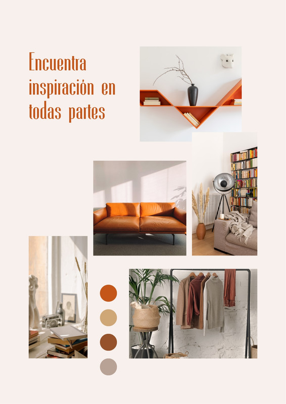 Póster de Diseño de Interiores en Beige Naranja estilo Moderno Minimalista