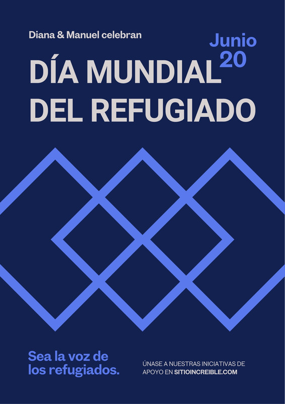 Afiche accesible del Día Mundial de los Refugiados en negro naranja claro morado suizo estilo corporativo