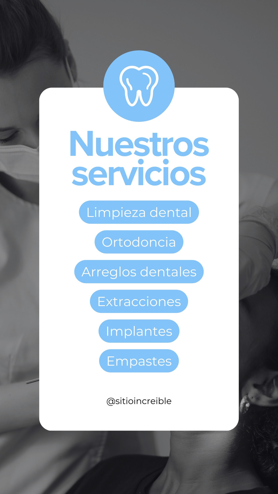 Historia para Instagram Nuestros Servicios Dentista Minimalista Celeste