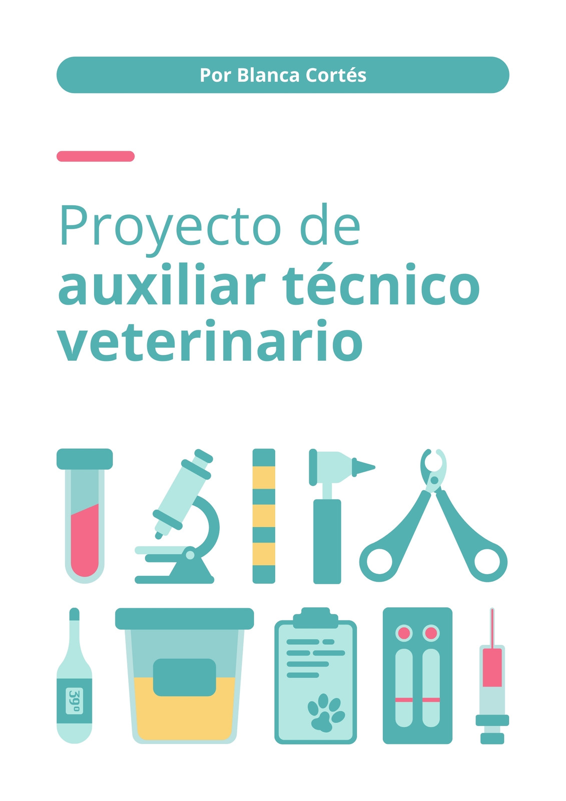 Portada Proyecto de auxiliar técnico veterinario laboratorio Ilustrativo Turquesa