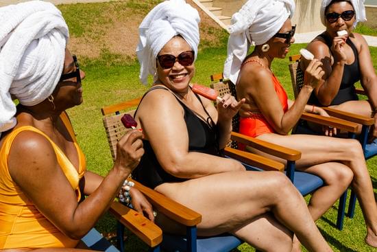 Older Women Sunbathing Outdoors Photos By Canva