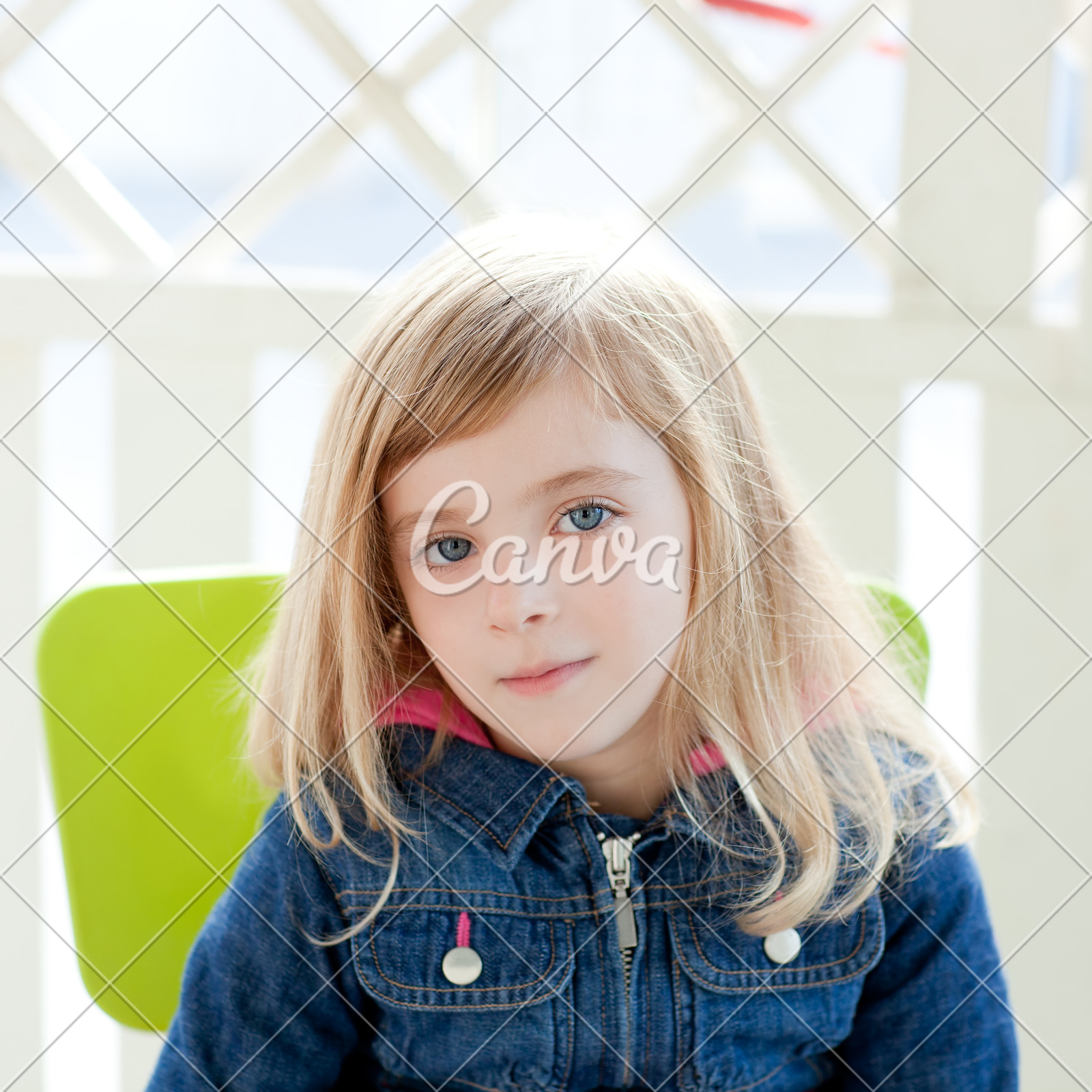 Blue Eyes Kid Girl Portrait Outdoor Sit In Chair Photos By Canva