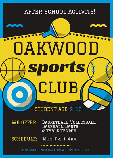 blue and yellow sports flyer
