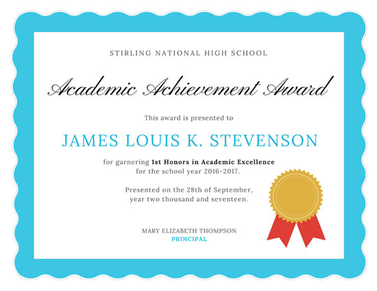 Certificate Of Achievement: 50 Awards Recognizing Student