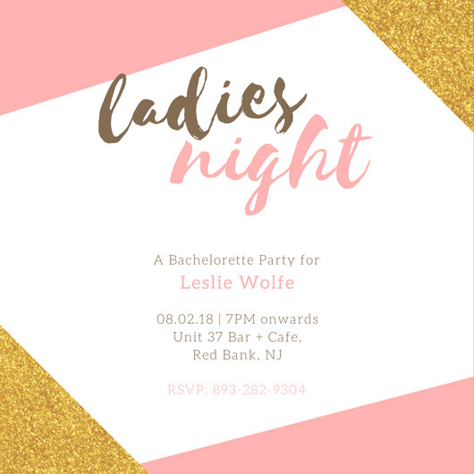 Pink Gold Bachelorette Party - Invitation - Templates by Canva