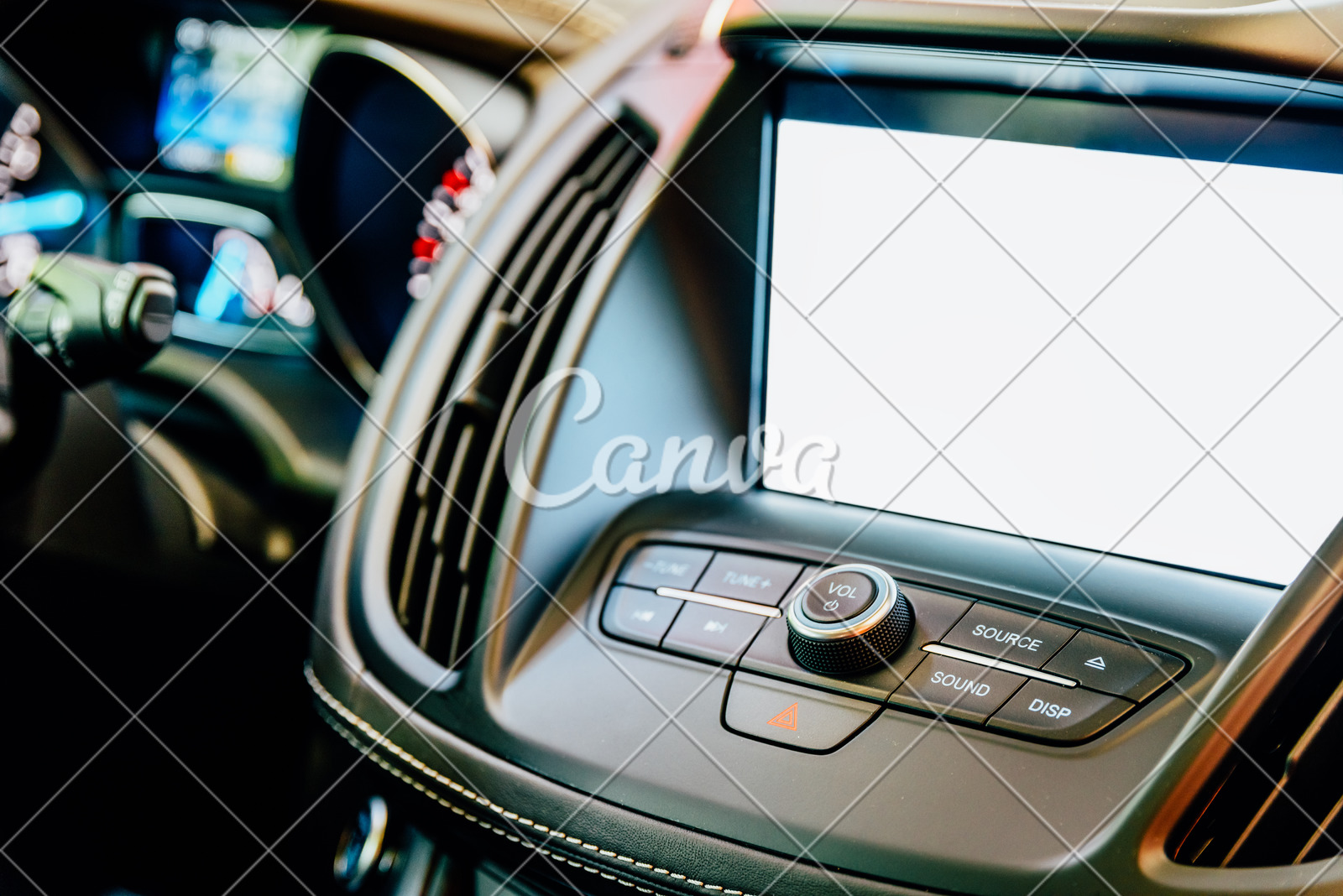 Modern Car Interior Gps Blank Screen Touch Display Photos