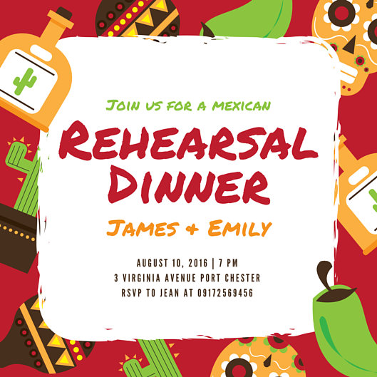 Modern Mexican Rehearsal Dinner Invitations 10