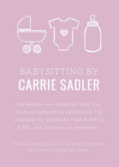 Pastel Babysitter Flyer - Templates by Canva